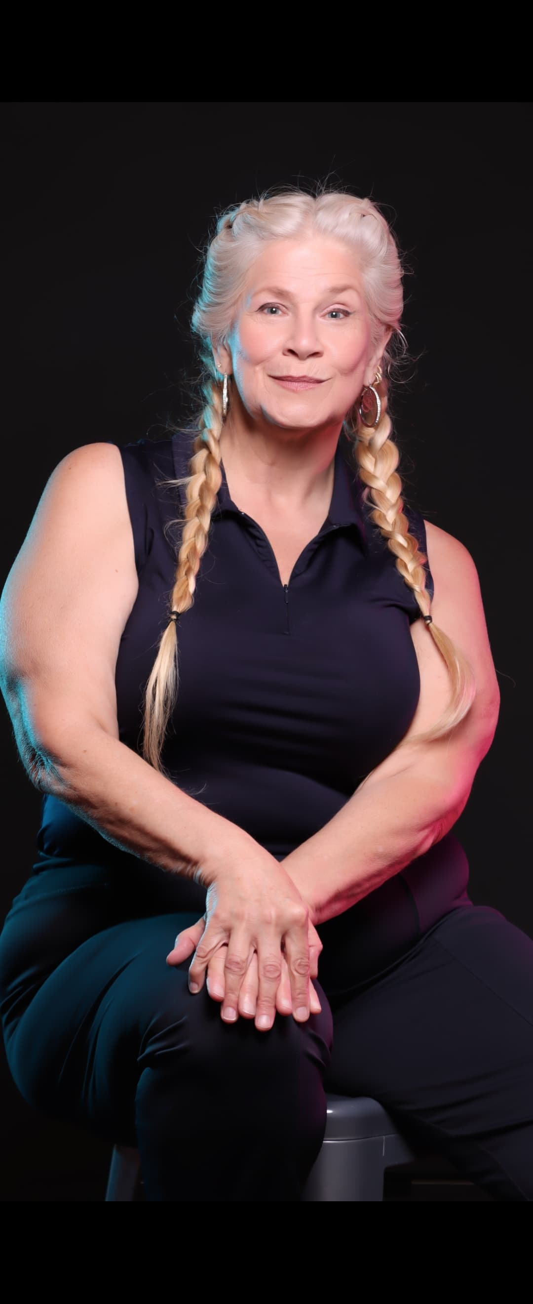 Braids on studio stool